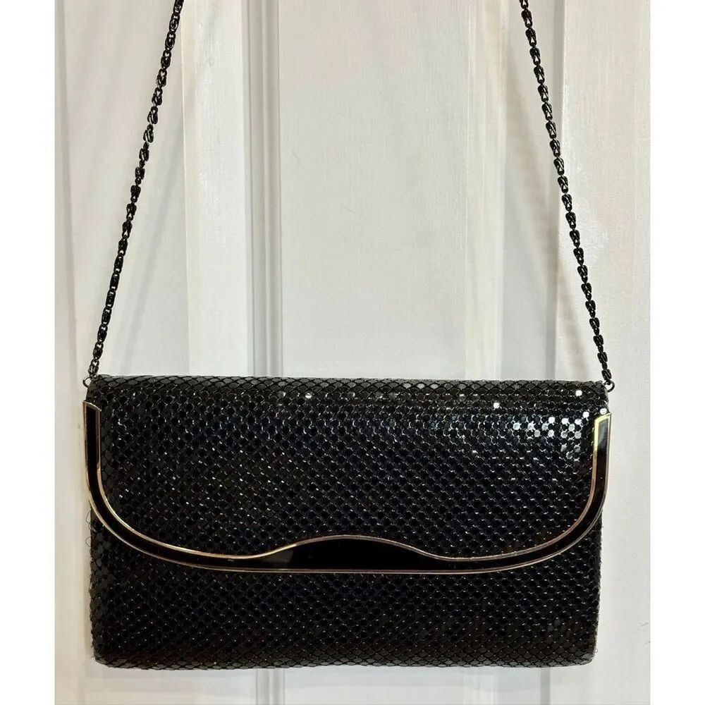 Y&S HANDBAGS - Vintage Black Metal Mesh "Glomesh" Clutch or Shoulder Bag